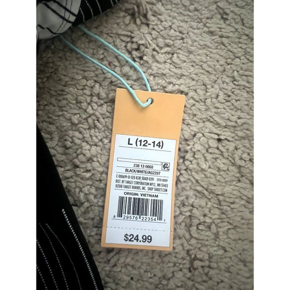 NWT -Women's Square Neck Sharkbite Hem Tankini Top Kona Sol Black & White - L - Picture 3 of 10